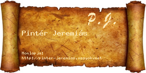 Pintér Jeremiás névjegykártya